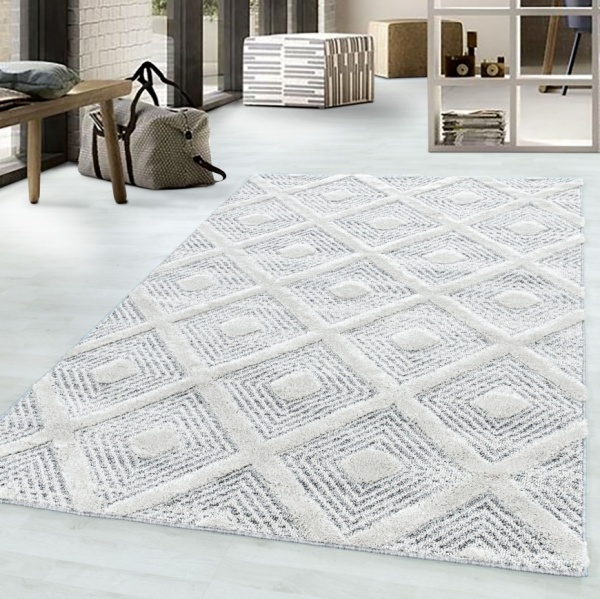 Roma Designer Diamond 3D Effect Grey Rug